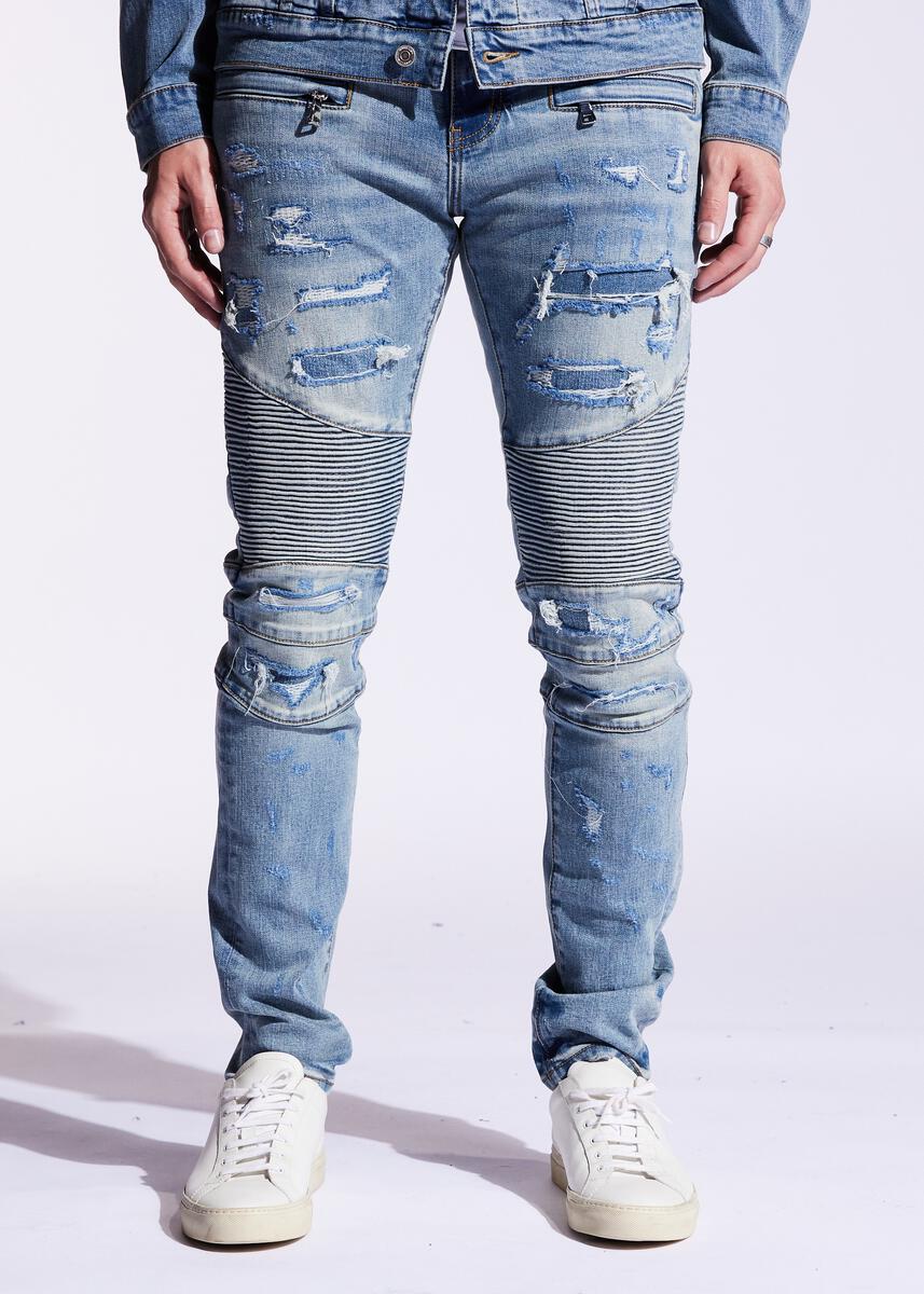 EMBELLISH STEFAN BIKER DENIM (BLUE) EMBF221-112