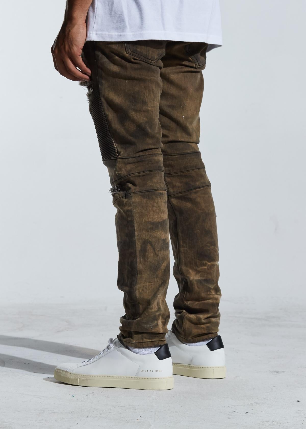 EMBELLISH SALVADOR BIKER DENIM (BROWN) EMBH118-114