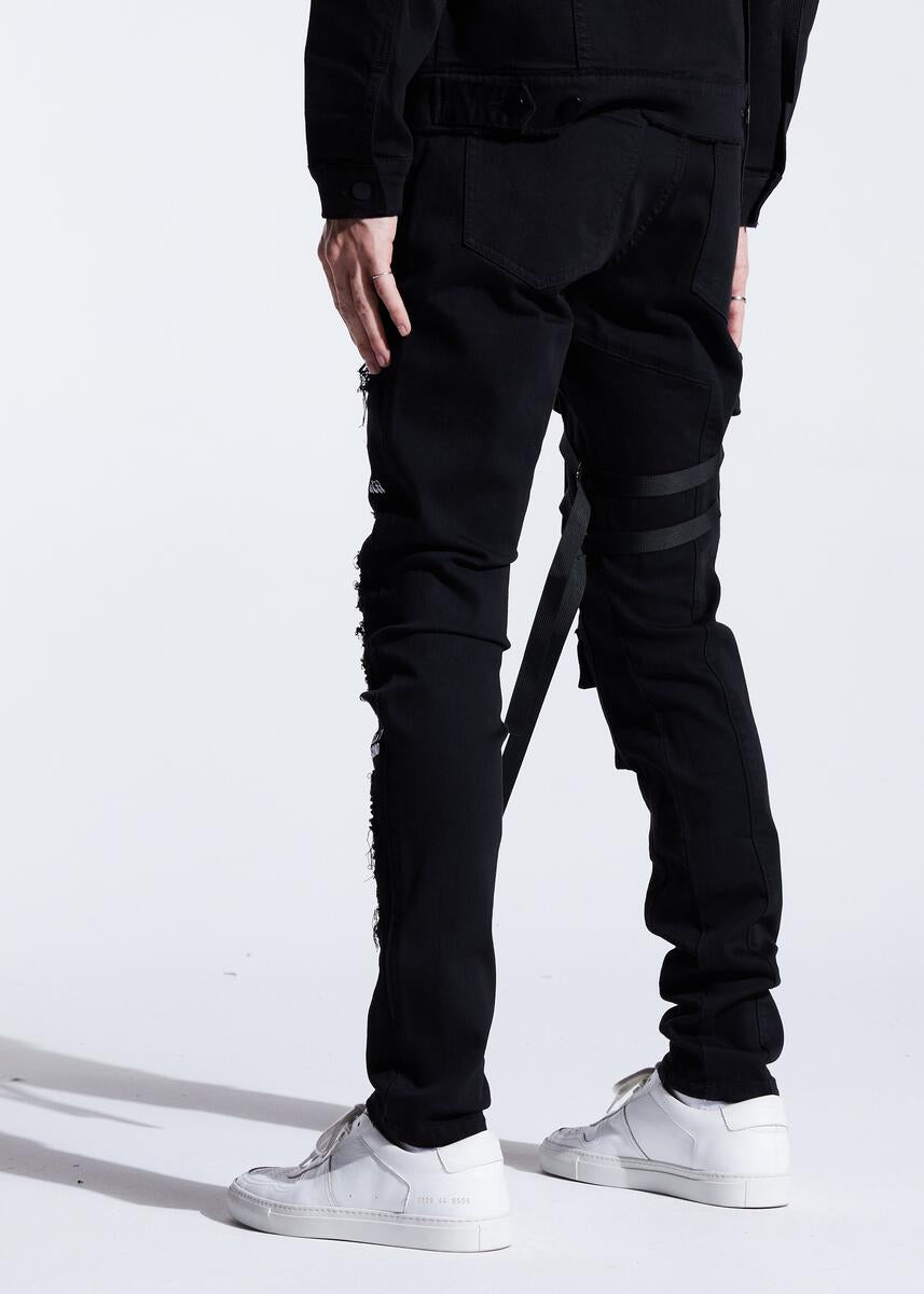 EMBELLISH RAIDER CARGO DENIM (BLACK SPLIT) EMBDECQS20-104