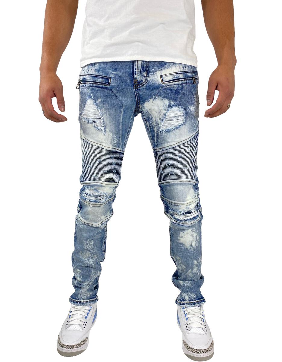 Preme Indigo Moto Denim Jeans (Indigo) PR-WB-991