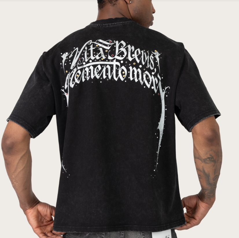 SMOKE RISE MEMENTO MORISTUDDED SS TEE (KT26S453) BLACK
