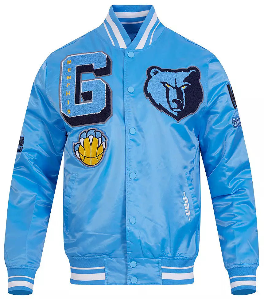 Pro Standard Men's Memphis Grizzlies Blue Mash Up Rib Satin Jacket (University Blue) BMG6515706