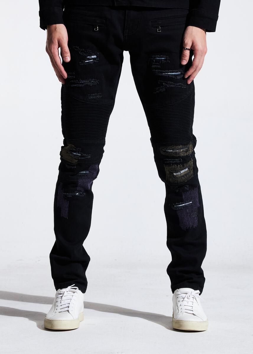 EMBELLISH LUKE BIKER DENIM (BLACK DISTRESSED) EMBSP121-101
