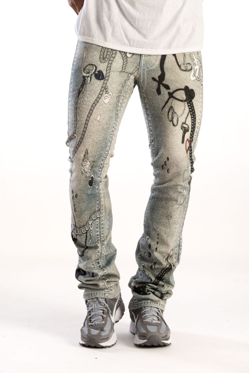 KINDRED / PREMIUM DIGITAL PRINT STACKED JEAN (GREY) KD2235