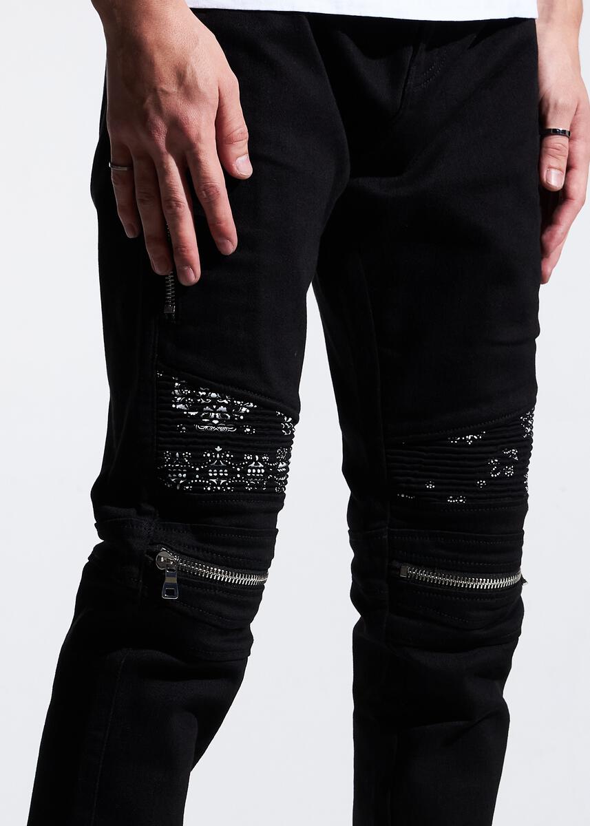 EMBELLISH SUNNY BIKER DENIM (BLACK PAISLEY) EMBSP121-121